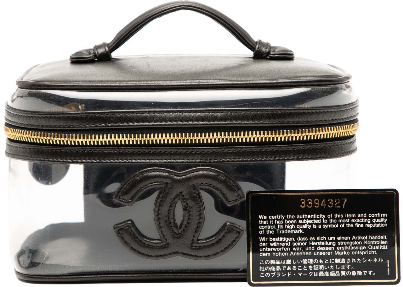 Chanel CC Vinyl and Calfskin Vanity Case Wit