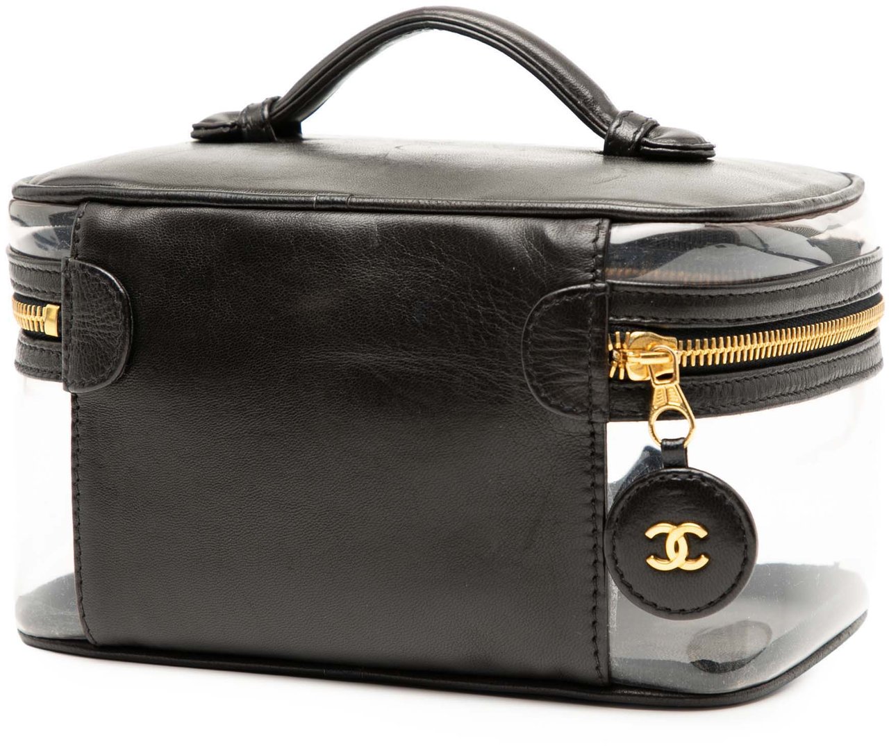 Chanel CC Vinyl and Calfskin Vanity Case Wit