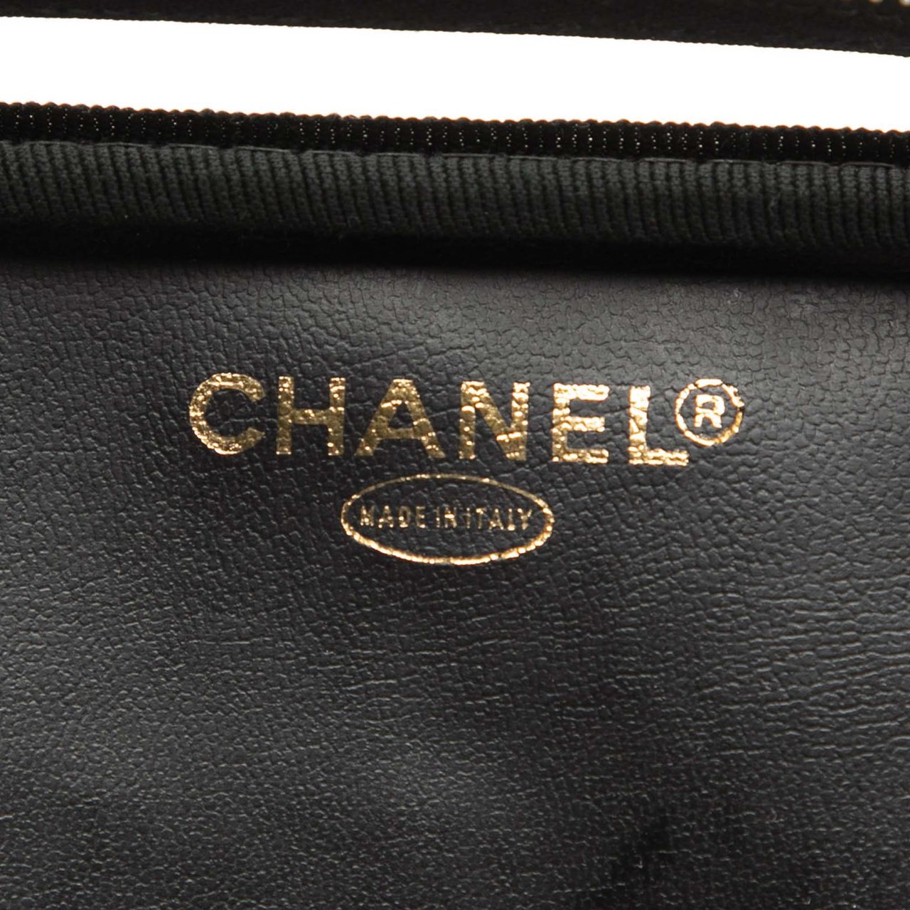 Chanel CC Vinyl and Calfskin Vanity Case Wit