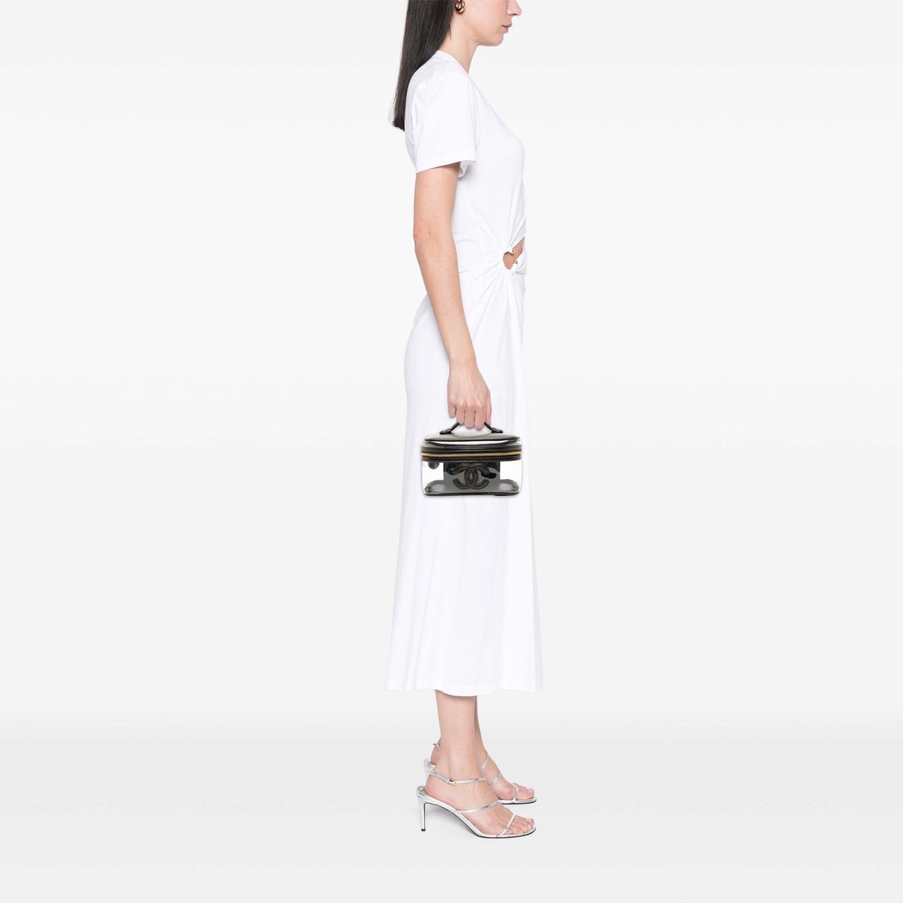 Chanel CC Vinyl and Calfskin Vanity Case Wit