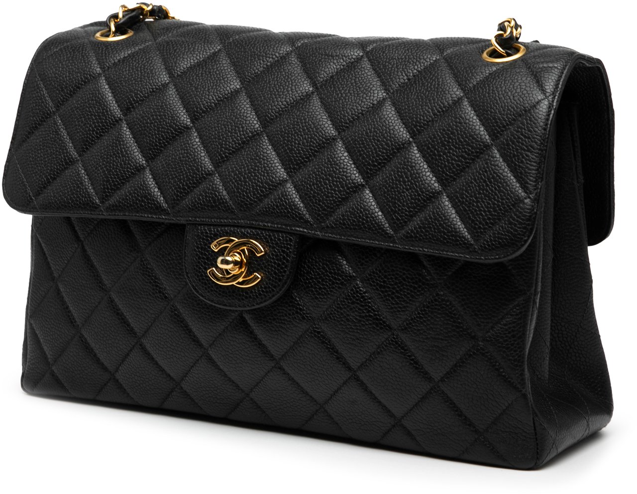 Chanel Jumbo Quilted Caviar Double Sided Flap Zwart