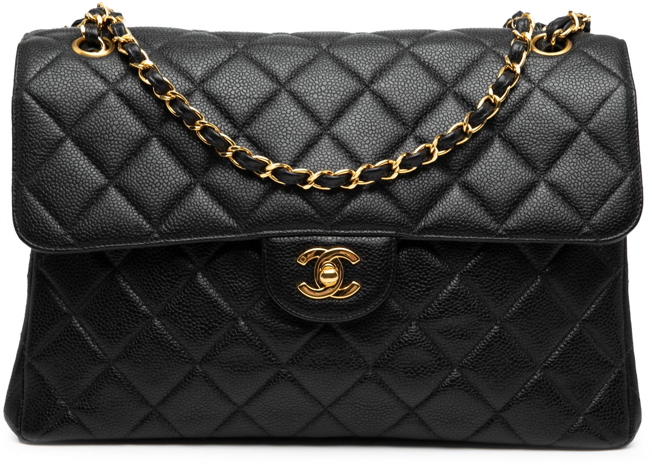 Chanel Jumbo Quilted Caviar Double Sided Flap Zwart