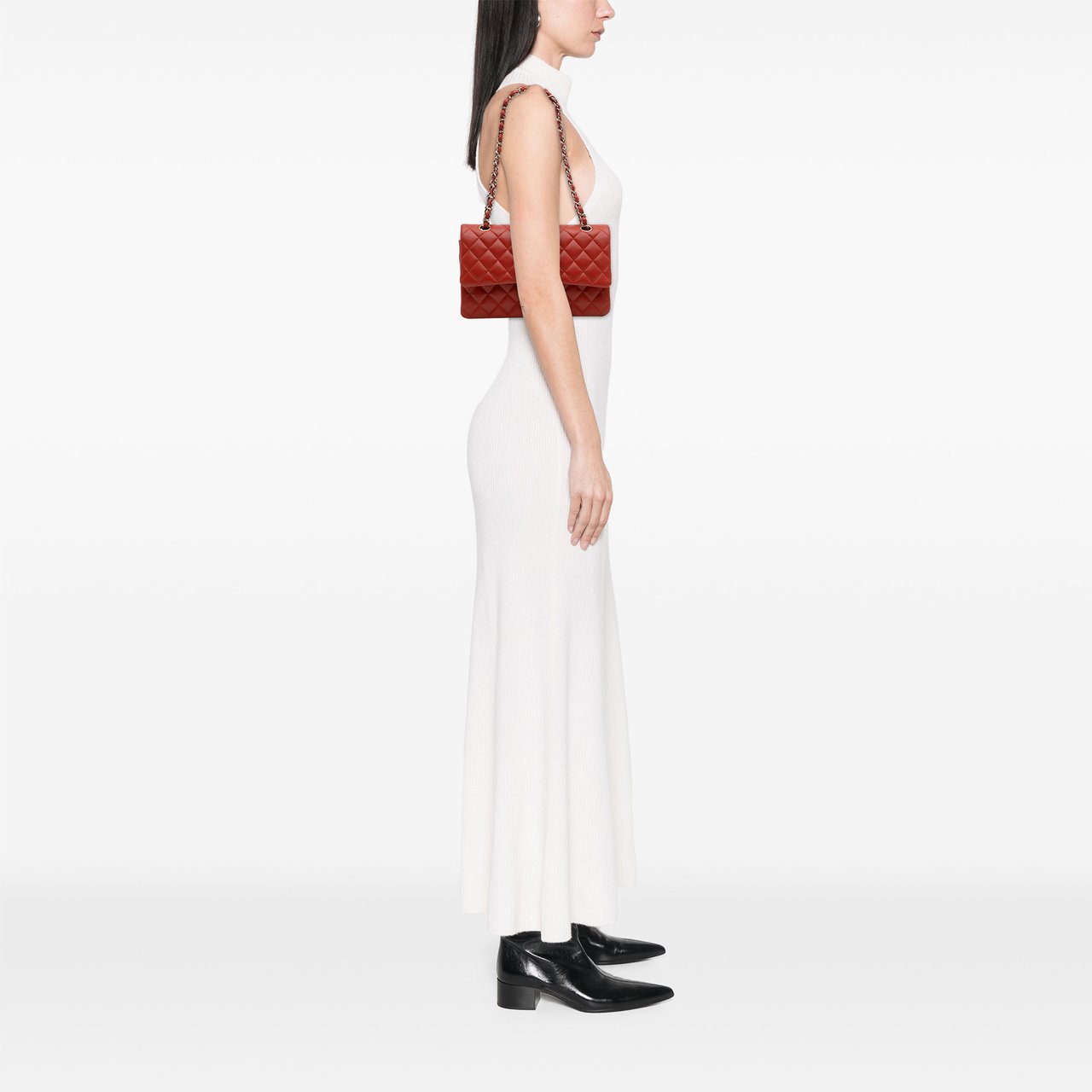 Chanel Medium Classic Lambskin Double Flap Rood