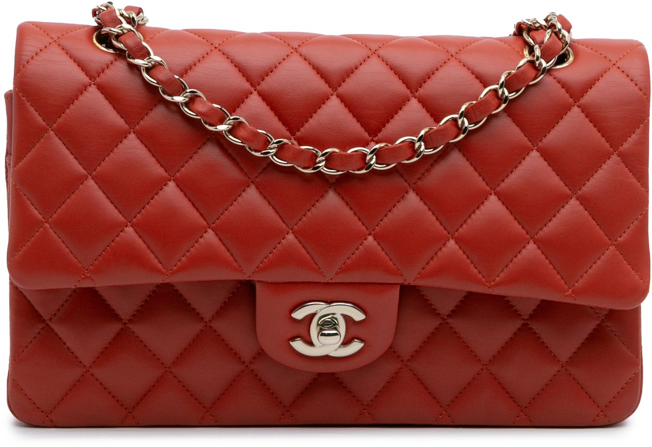 Chanel Medium Classic Lambskin Double Flap Rood