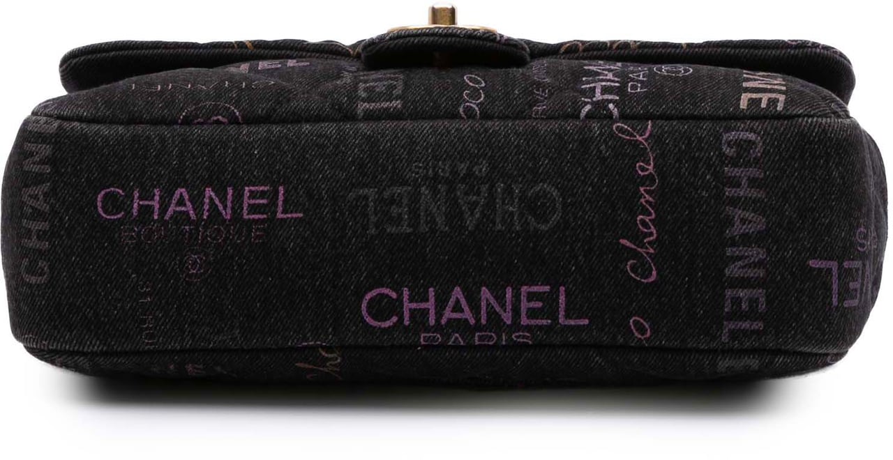 Chanel Medium Quilted Denim Mood Flap Zwart