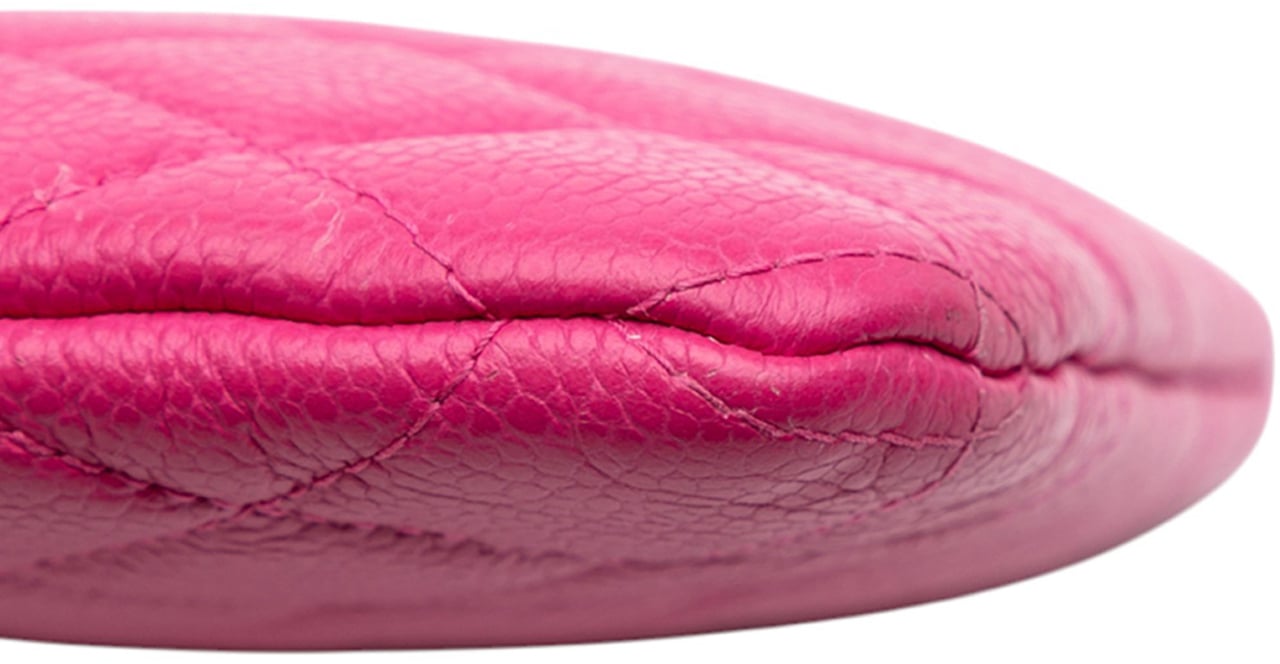 Chanel Small Quilted Caviar O Case Clutch Roze
