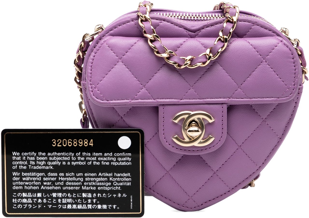 Chanel Mini Lambskin CC in Love Heart Crossbody Paars