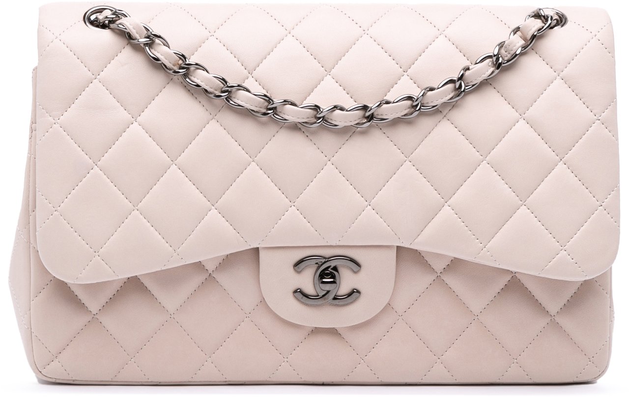 Chanel Jumbo Classic Lambskin Double Flap Wit