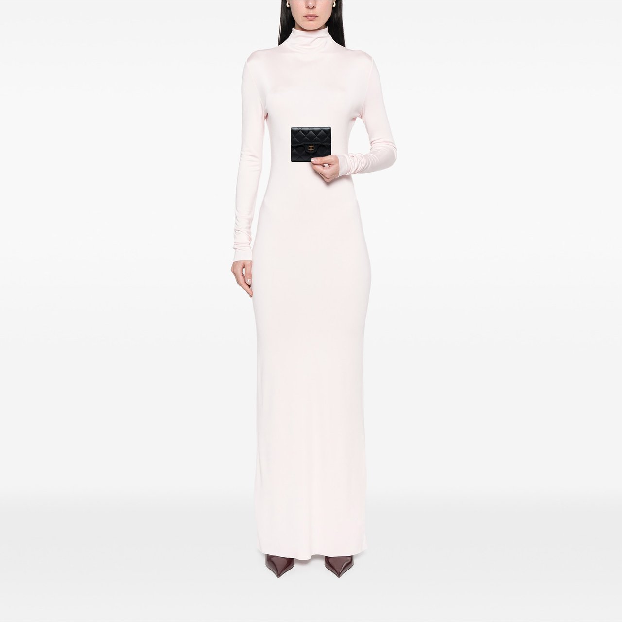 Chanel CC Quilted Caviar Compact Flap Wallet Zwart