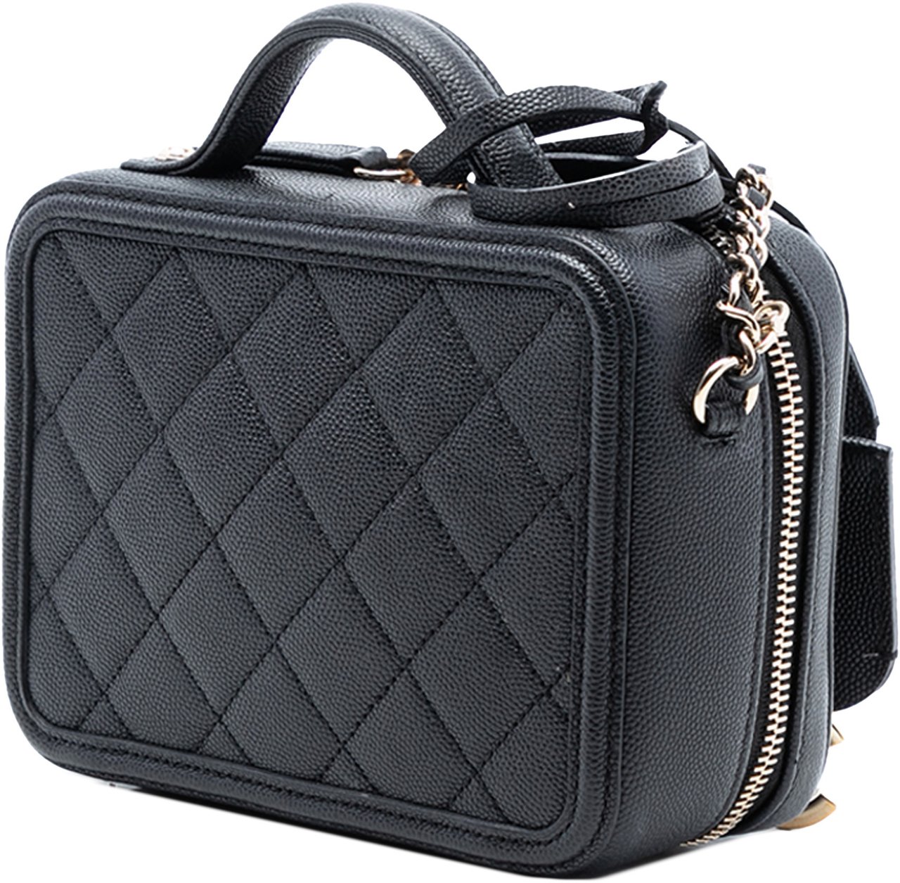 Chanel Mini Caviar CC Filigree Vanity Case Zwart