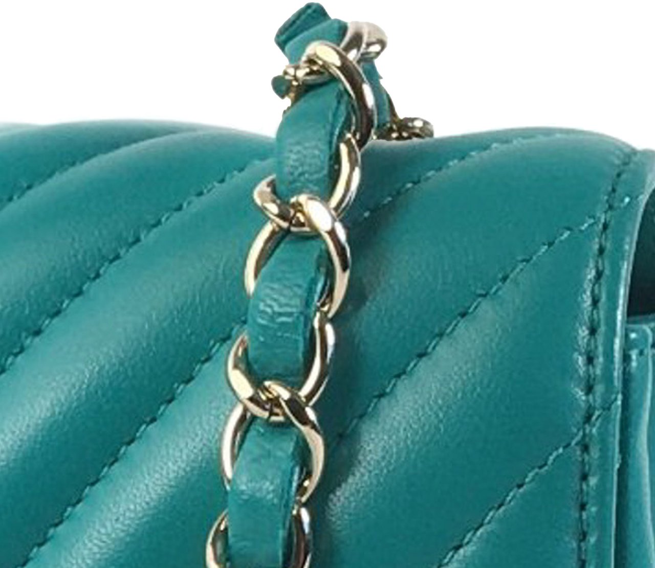 Chanel Mini Rectangular Chevron Lambskin Single Flap Groen