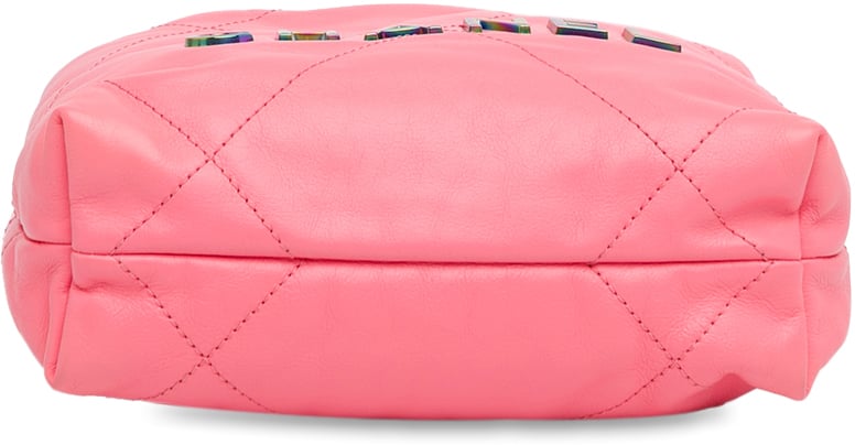 Chanel Mini Shiny Calfskin Rainbow Hardware 22 Handbag Roze