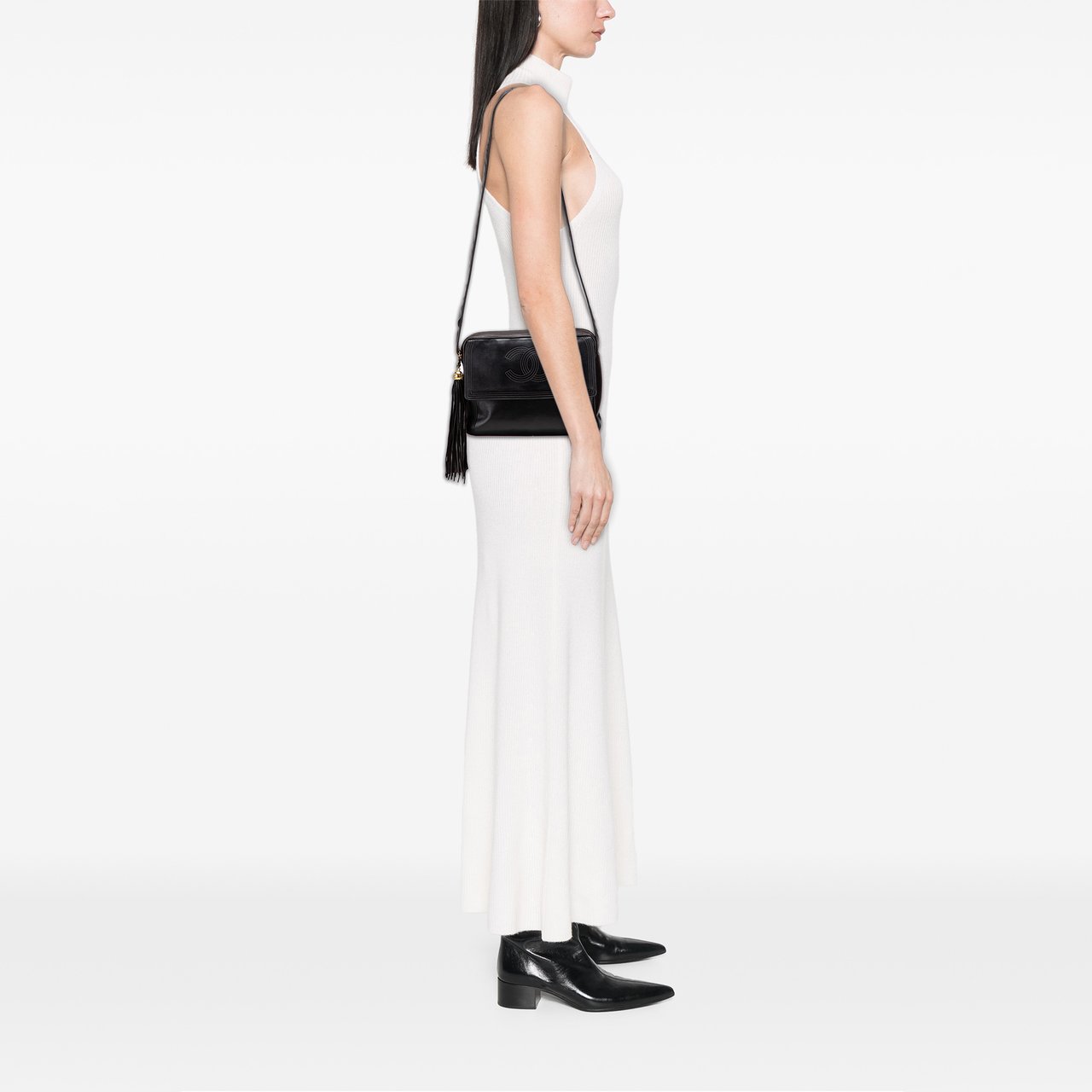 Chanel CC Lambskin Flap Tassel Crossbody Zwart
