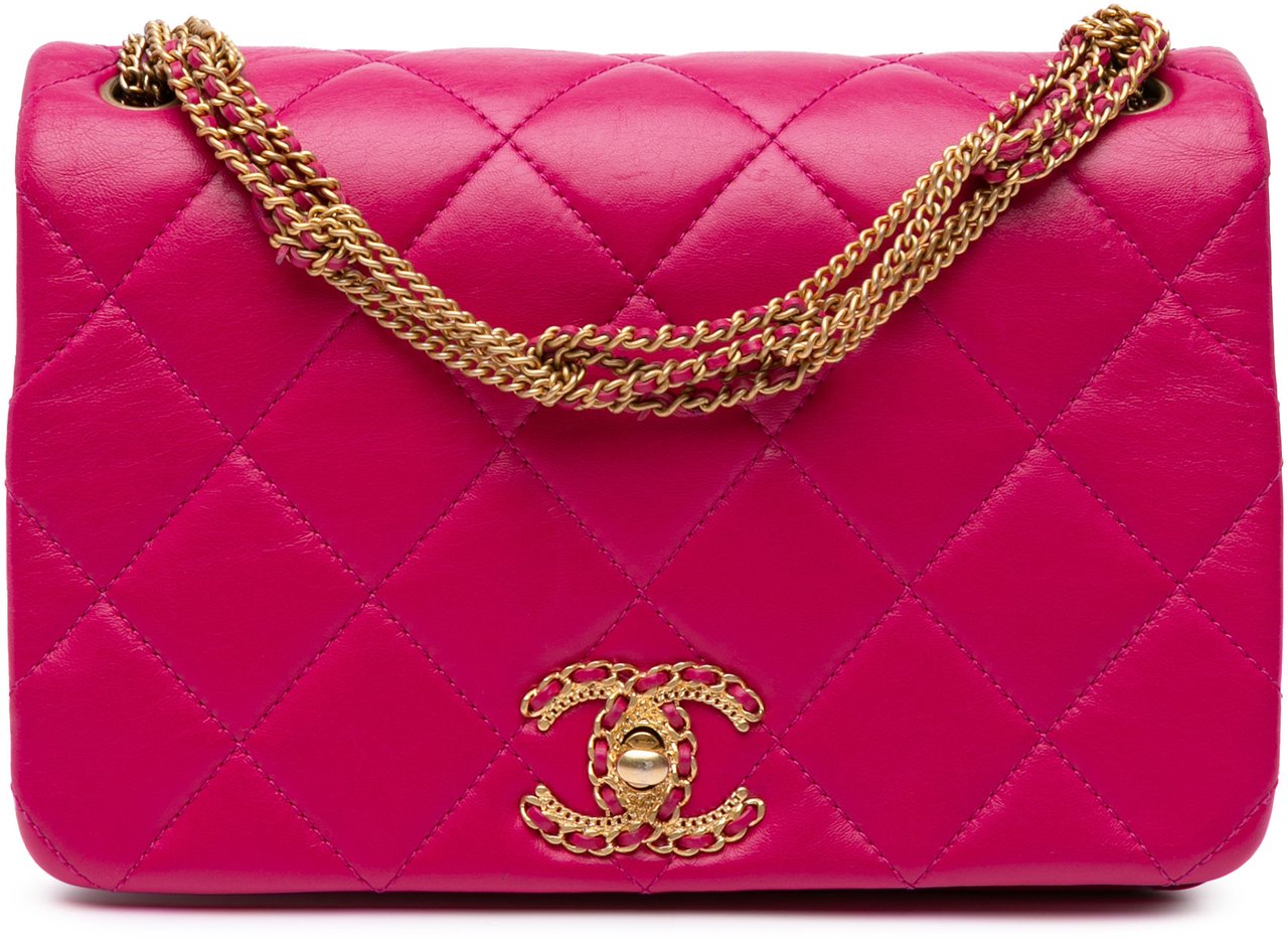Chanel Small Quilted Lambskin On And On Chain Flap Roze