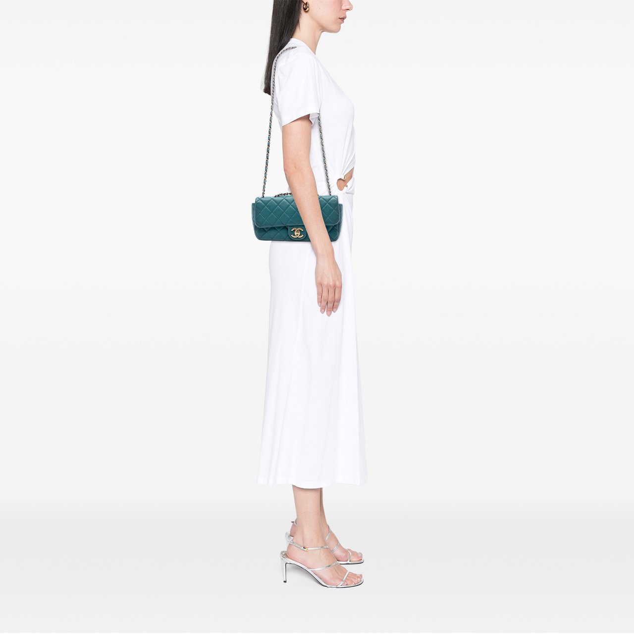 Chanel CC Quilted Lambskin East West Single Flap Blauw