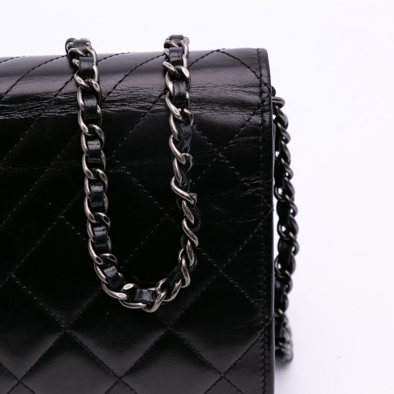 Chanel Lambskin Coco Boy Wallet On Chain Zwart