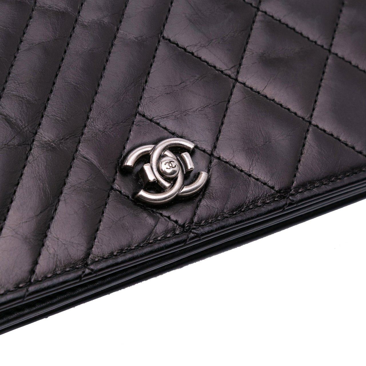 Chanel Lambskin Coco Boy Wallet On Chain Zwart