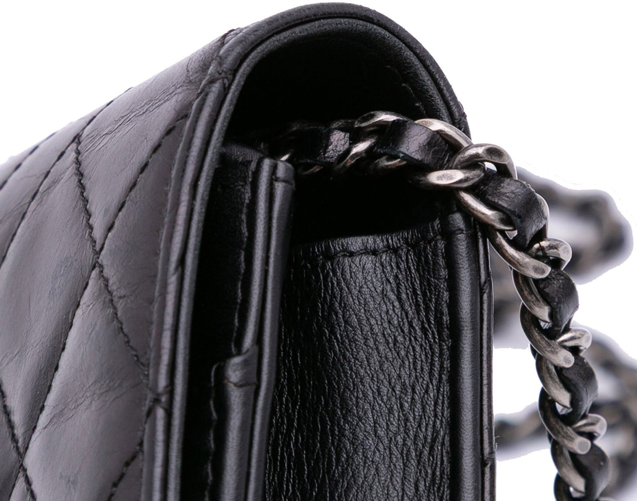 Chanel Lambskin Coco Boy Wallet On Chain Zwart