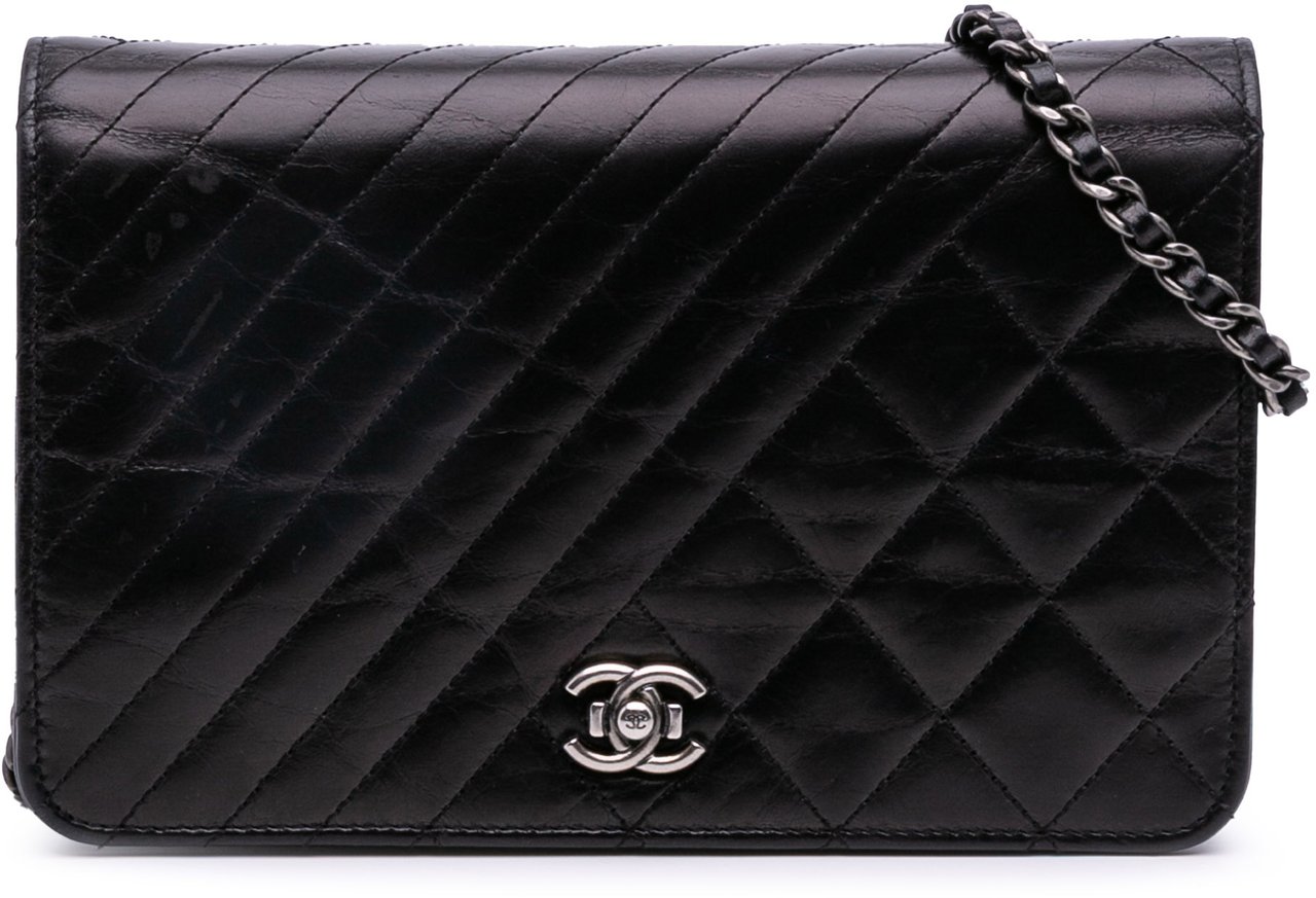 Chanel Lambskin Coco Boy Wallet On Chain Zwart