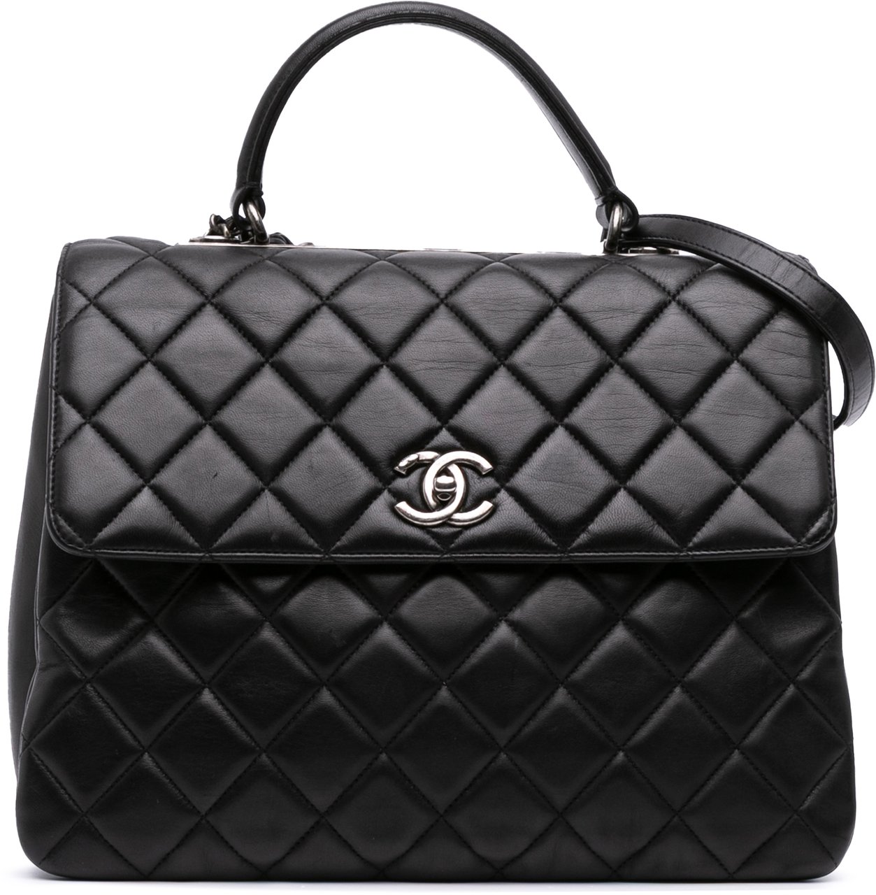Chanel Large Lambskin Trendy CC Top Handle Bag Zwart