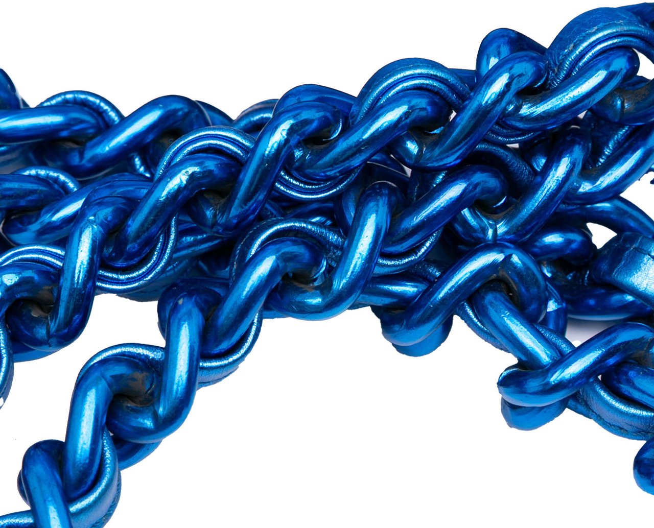 Chanel Medium Cracked Metallic Calfskin Modern Chain Tote Blauw