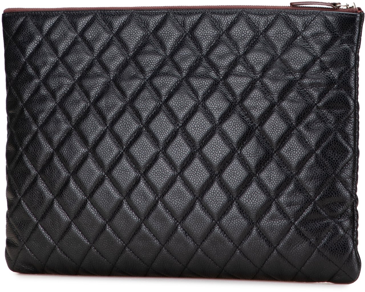 Chanel Large Quilted Caviar O Case Clutch Zwart