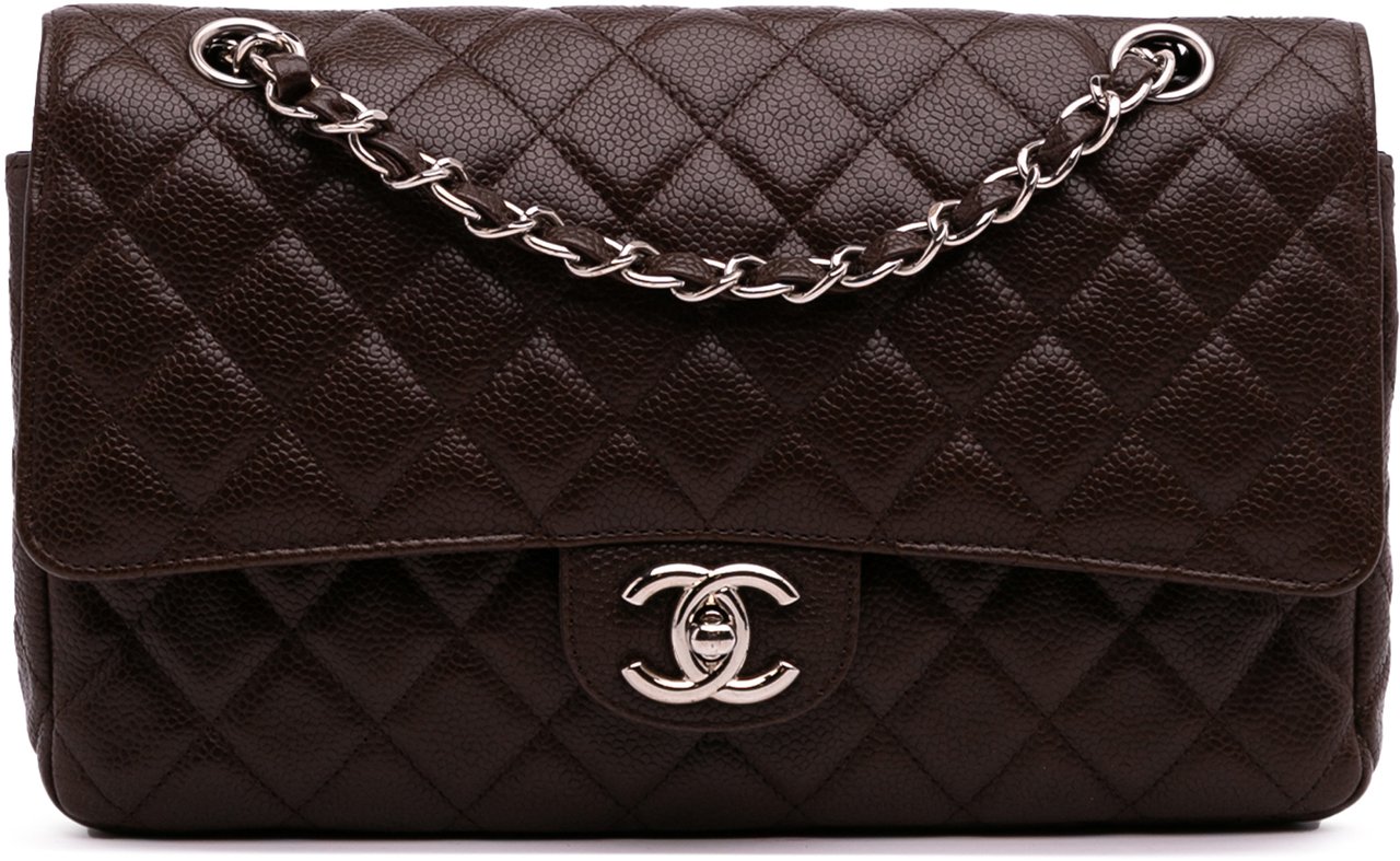 Chanel Medium Classic Caviar Double Flap Bruin