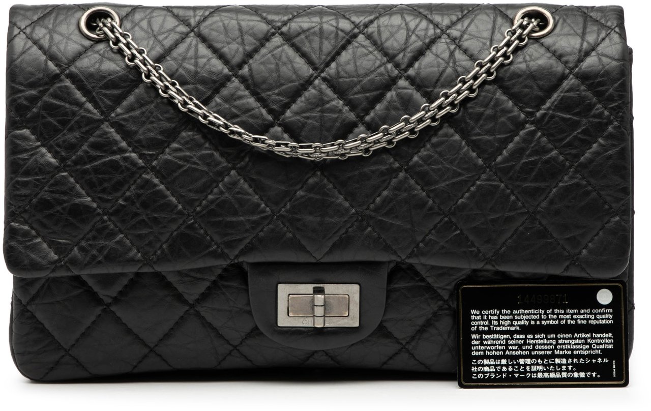 Chanel Quilted Aged Calfskin Reissue 2.55 Double Flap 227 Zwart