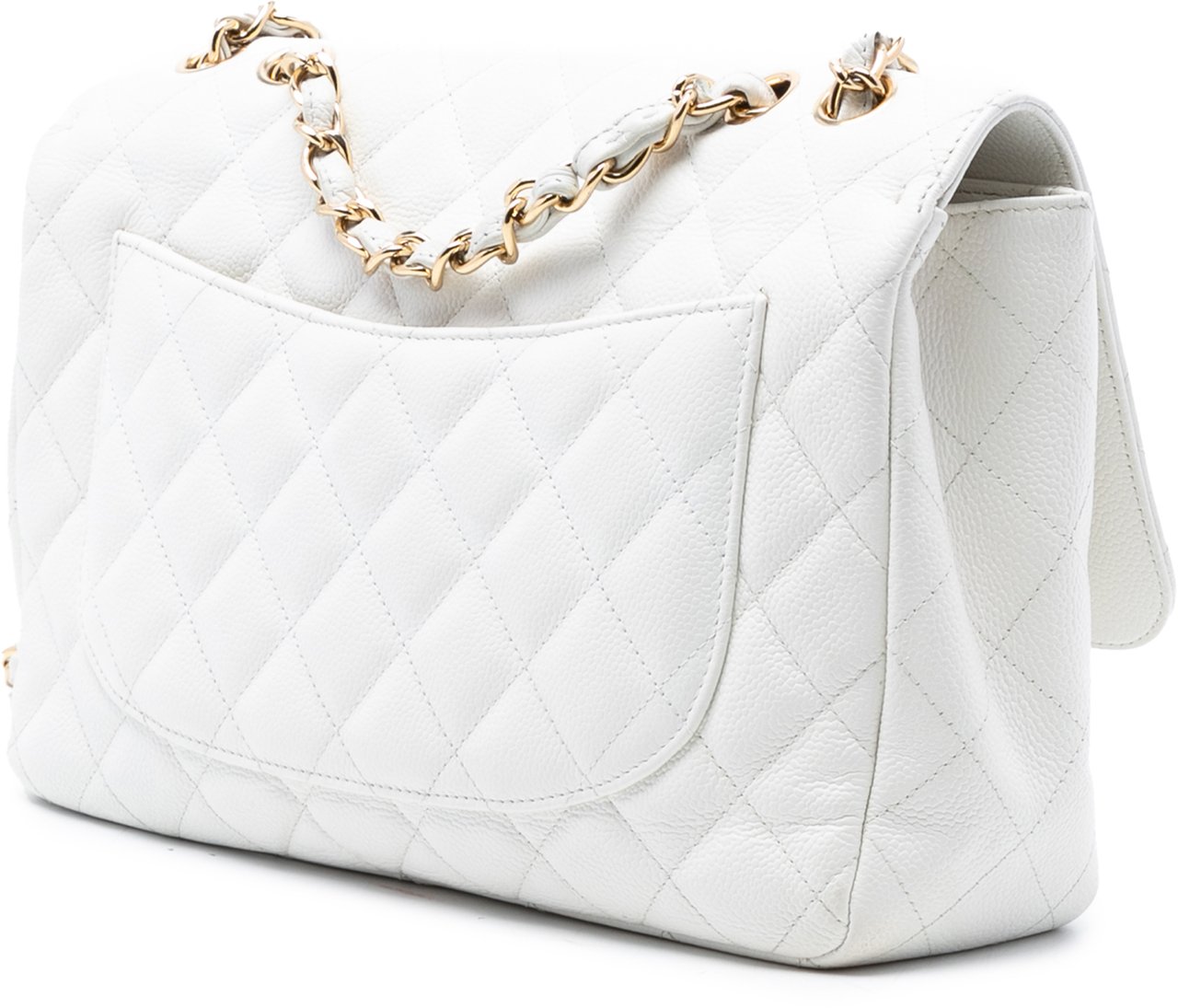 Chanel Jumbo Classic Caviar Single Flap Wit