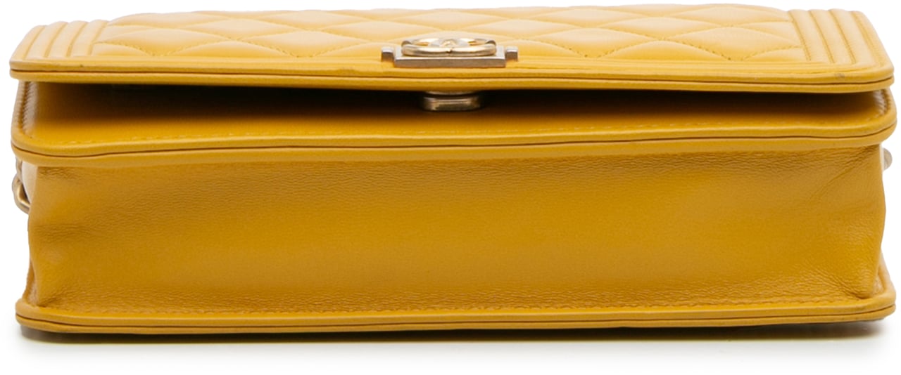 Chanel Quilted Lambskin Boy Wallet On Chain Geel