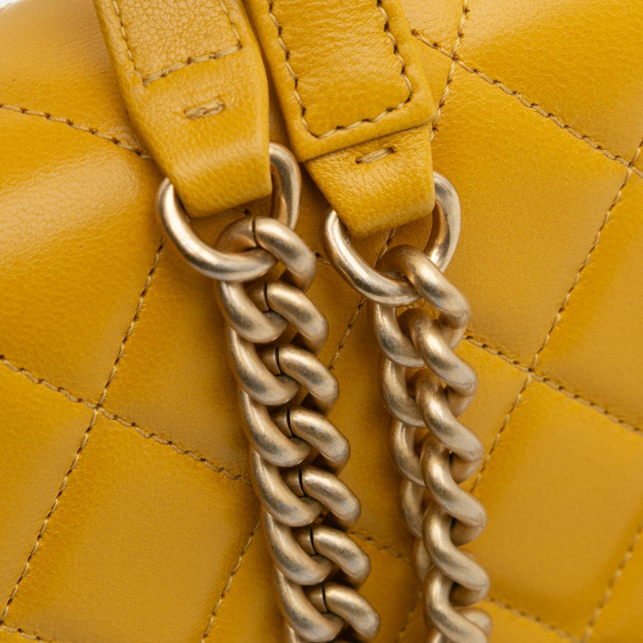 Chanel Quilted Lambskin Boy Wallet On Chain Geel