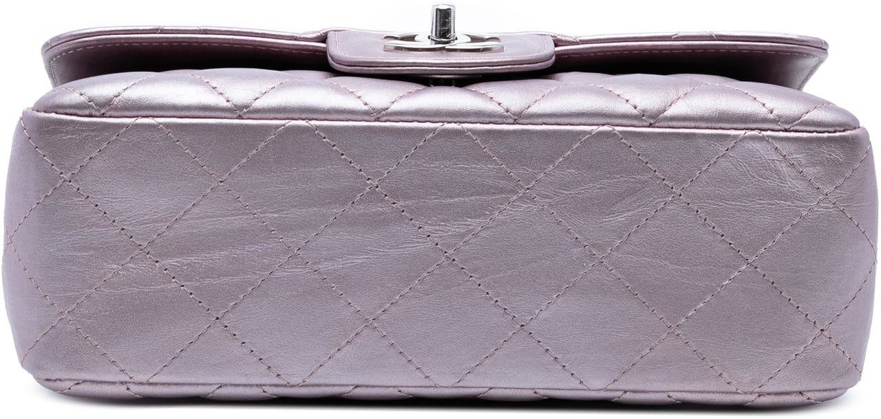 Chanel Mini Rectangular Classic Iridescent Calfskin Single Flap Roze
