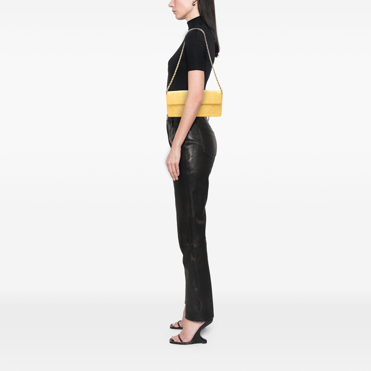 Chanel New Travel Line Nylon East West Flap Geel