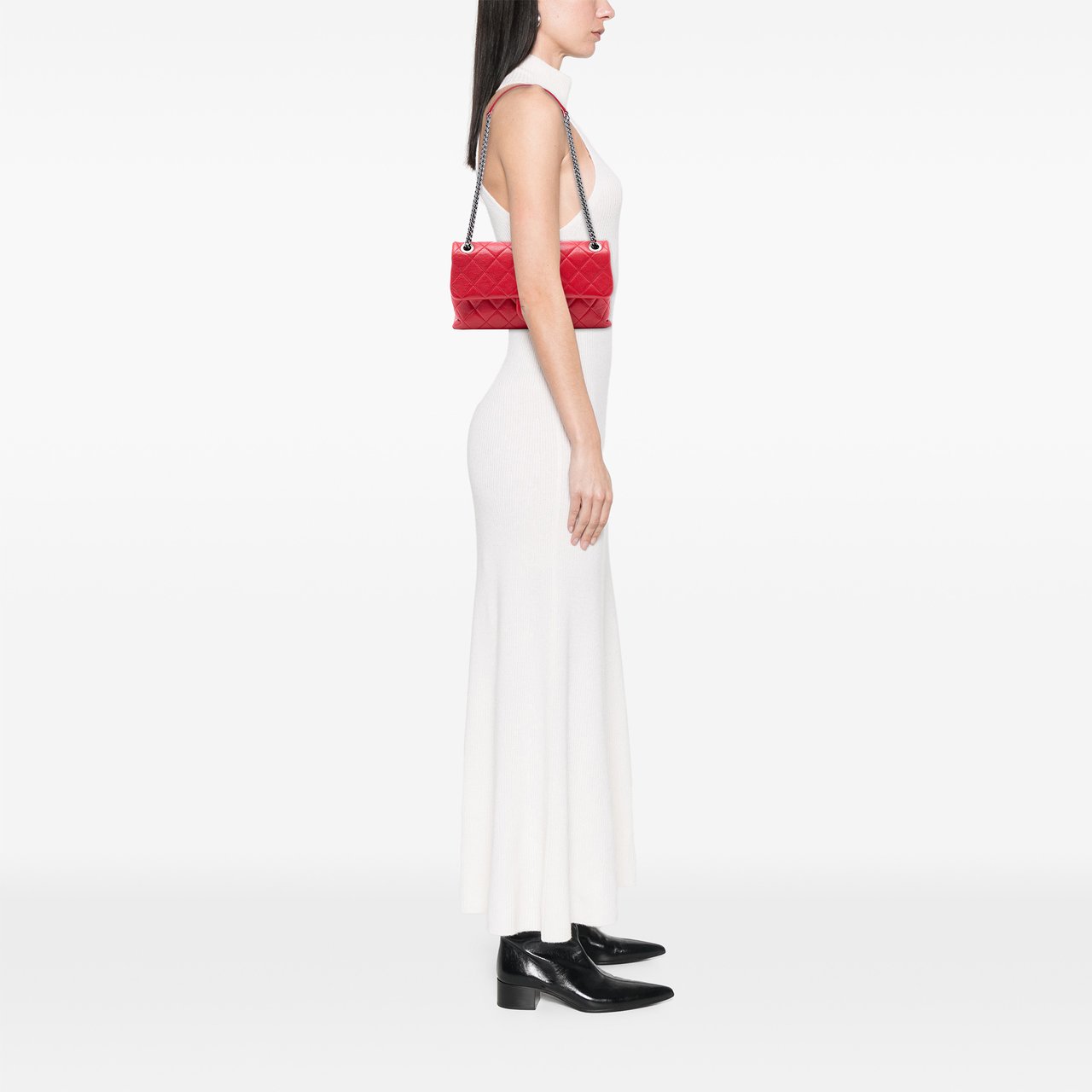 Chanel Medium Quilted Shiny Lambskin Burgundy Rocks Flap Rood