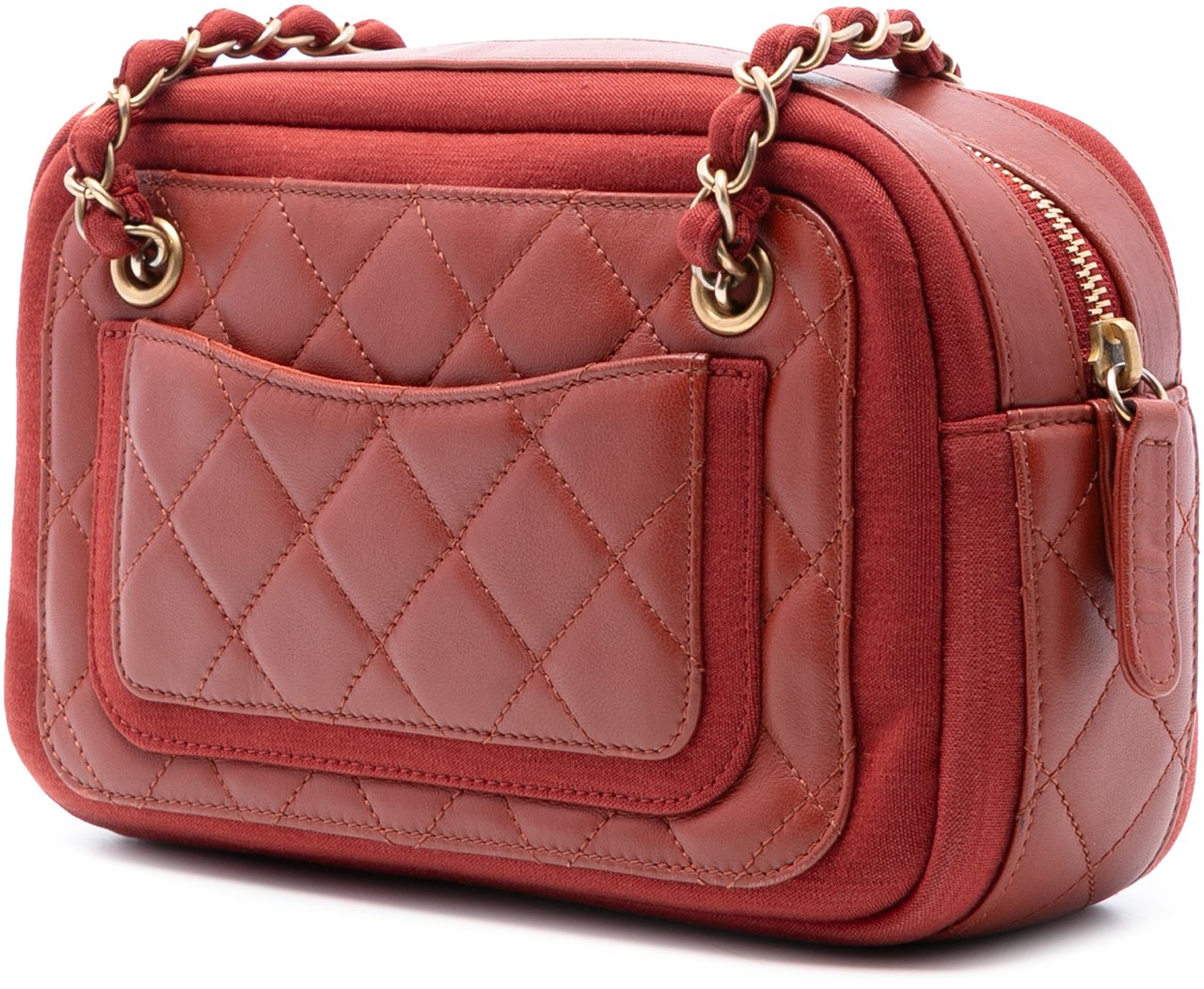 Chanel Paris Hamburg Quilted Lambskin and Jersey Camera Case Rood