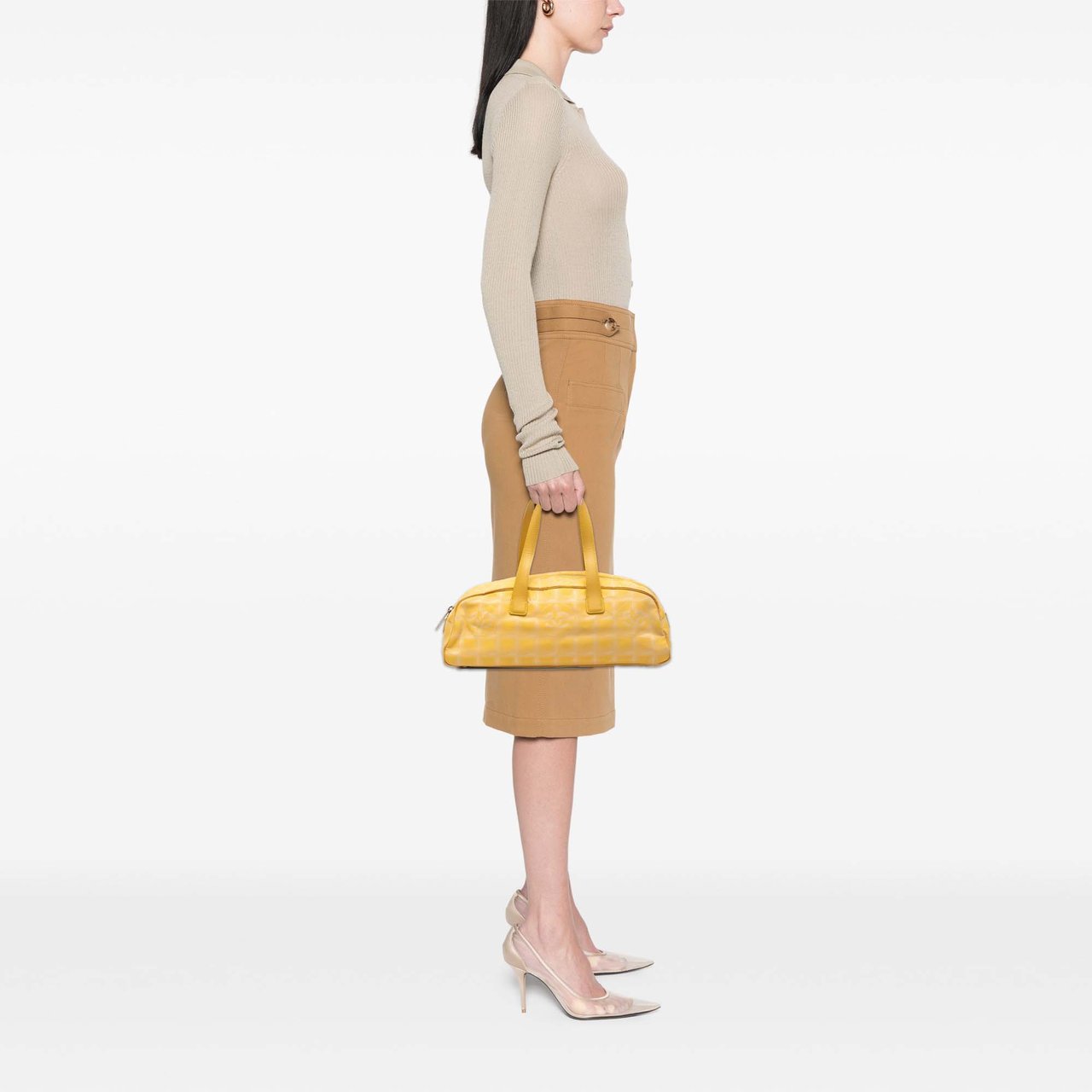 Chanel New Travel Line Nylon Handbag Geel