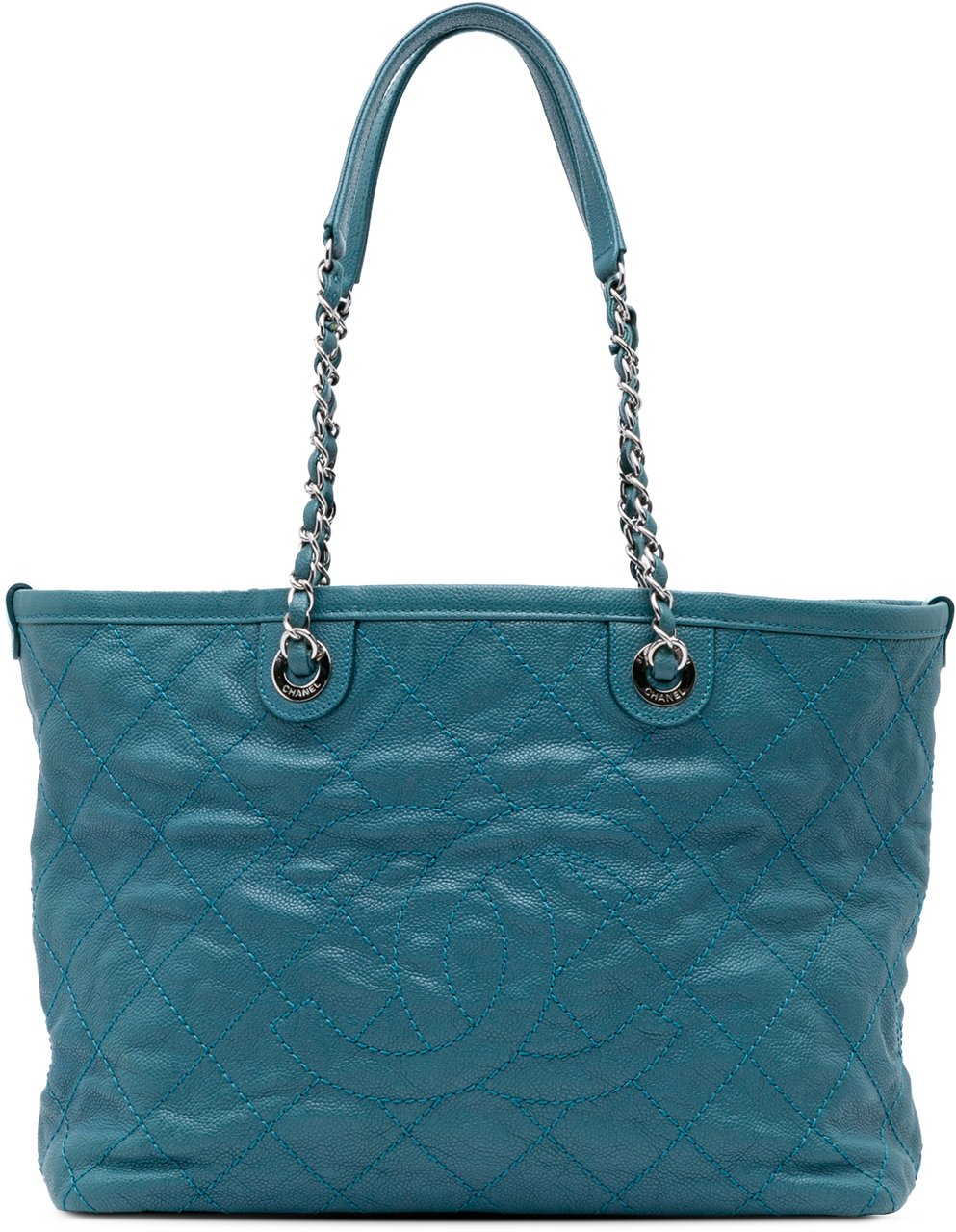 Chanel Small Quilted Caviar Daily Shopping Tote Blauw
