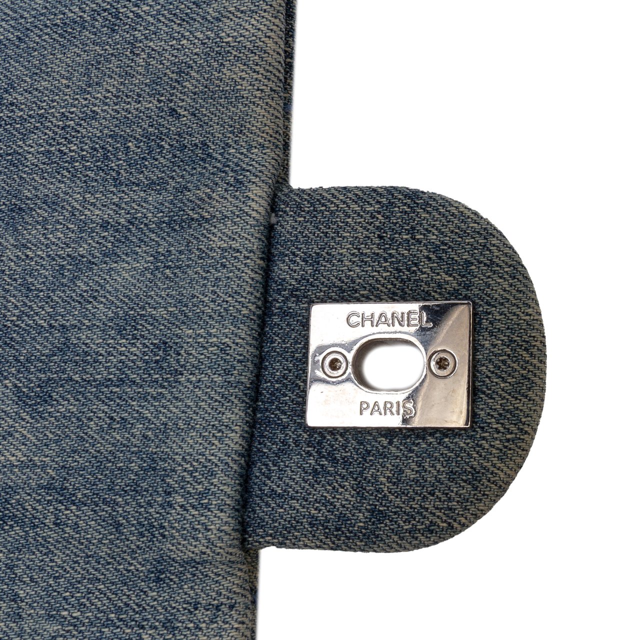 Chanel Medium Embroidered Denim Camellia Flap Blauw