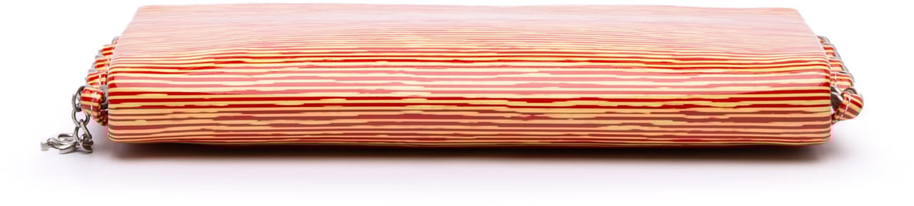 Chanel CC Patent Striped Chain Around Clutch Rood