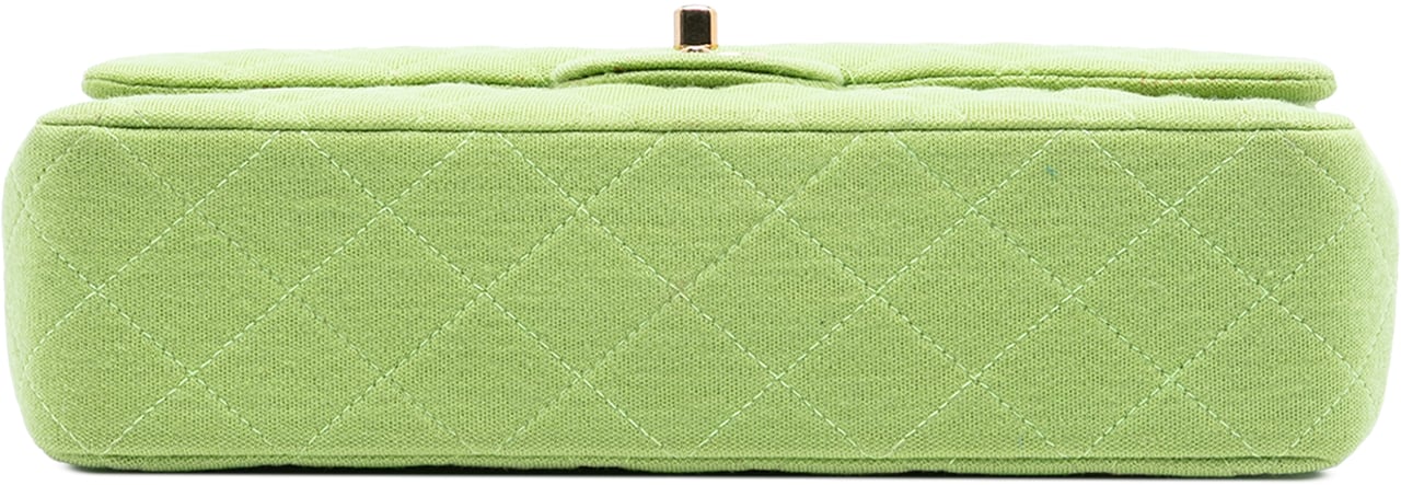 Chanel Medium Classic Jersey Bijoux Chain Double Flap Groen