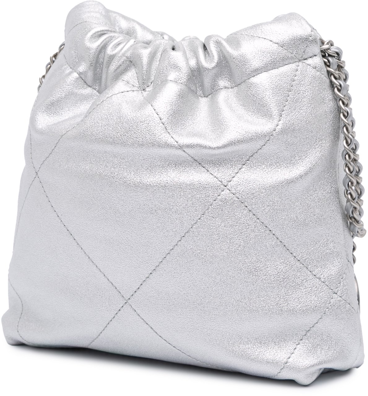 Chanel Mini Metallic Calfskin 22 Satchel Zilver