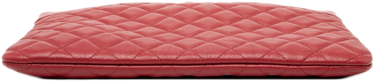 Chanel Medium Quilted Sheepskin Mademoiselle O Case Clutch Rood