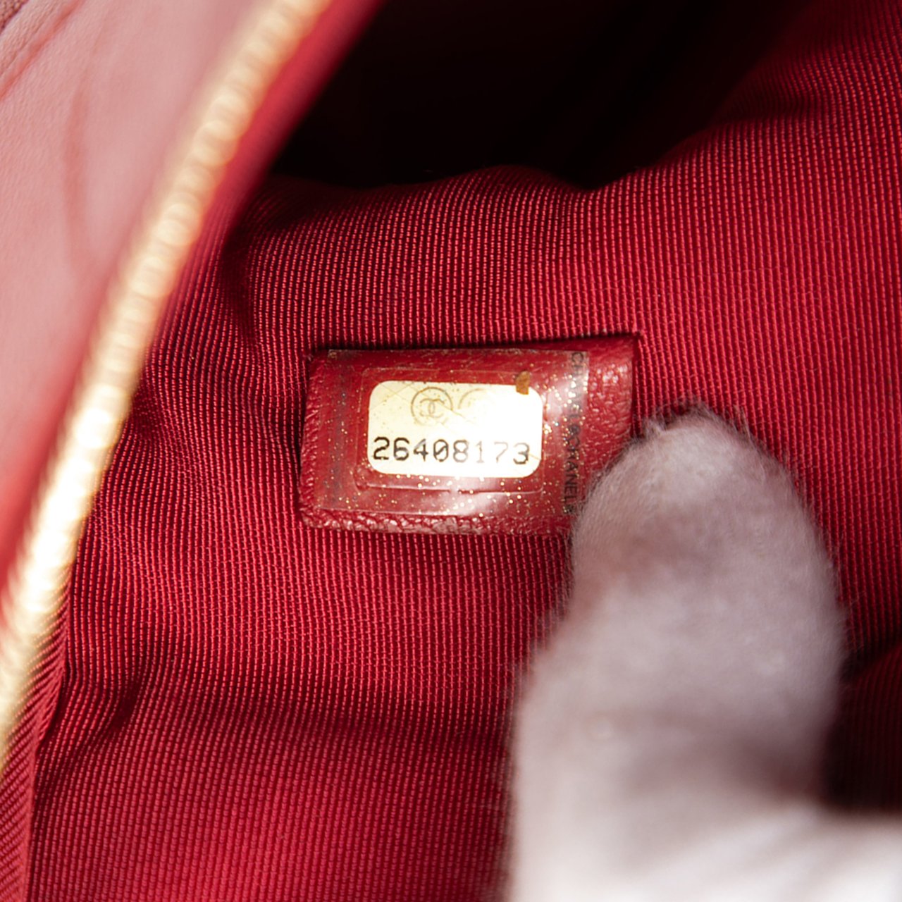 Chanel Medium Quilted Sheepskin Mademoiselle O Case Clutch Rood