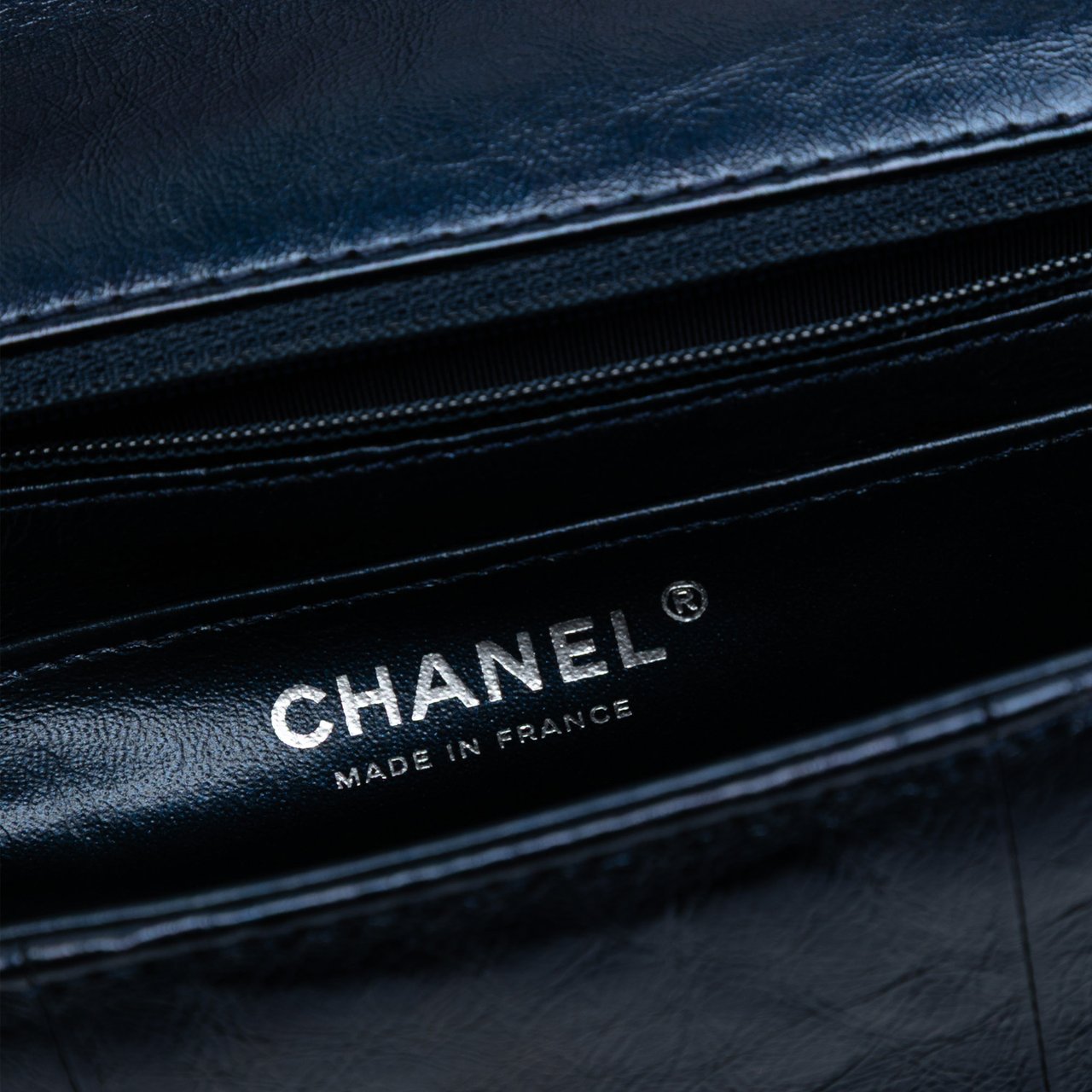 Chanel Mini Rectangular Classic Glazed Calfskin Studded Airlines Single Flap Blauw