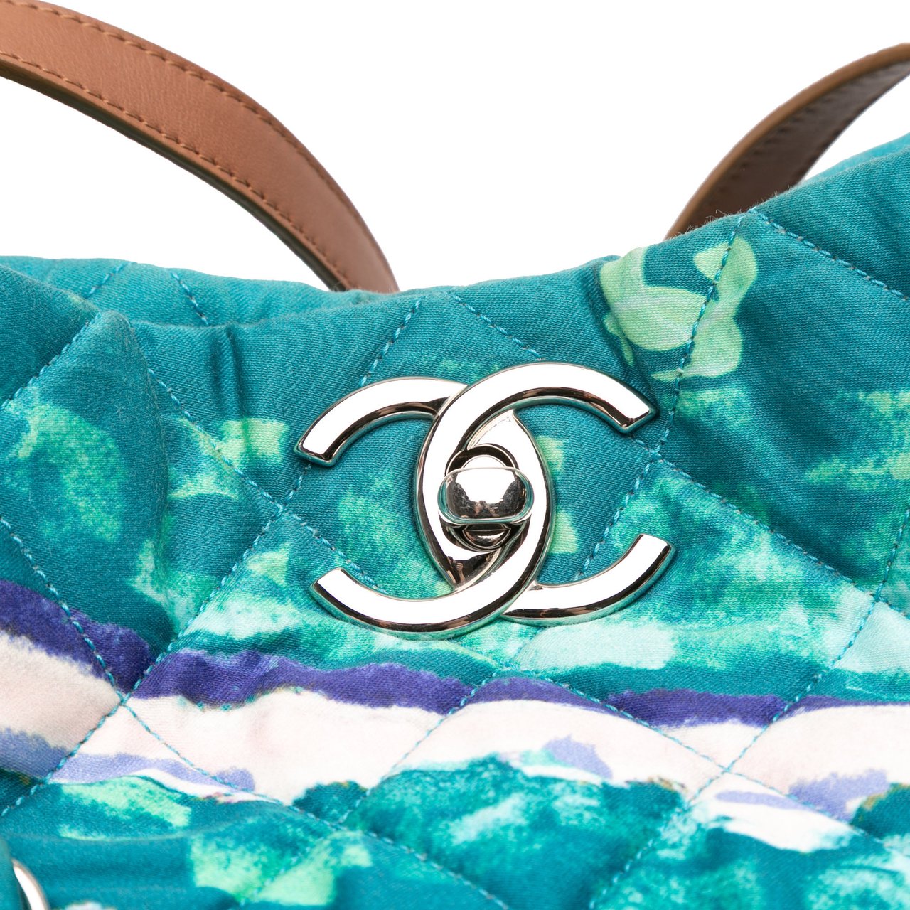 Chanel CC Quilted Nylon Graffiti Watercolour Shopping Tote Blauw