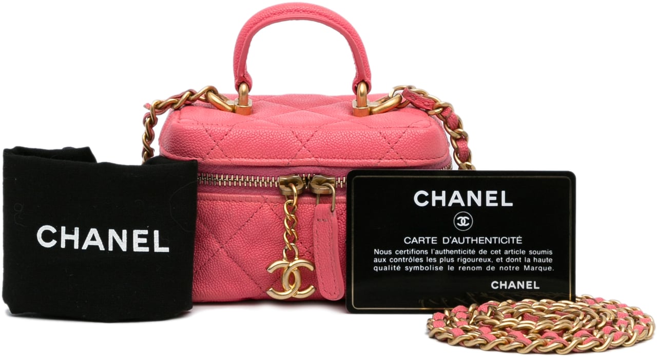 Chanel Micro Caviar Chain Vanity Bag Roze