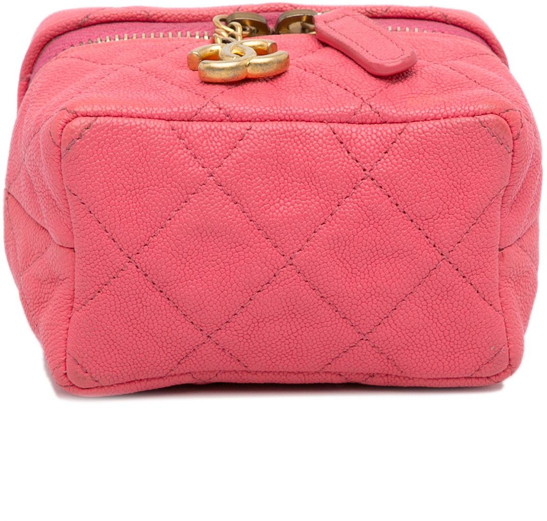 Chanel Micro Caviar Chain Vanity Bag Roze