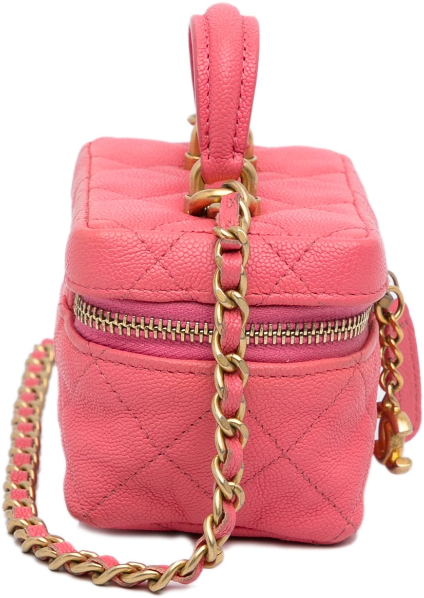 Chanel Micro Caviar Chain Vanity Bag Roze