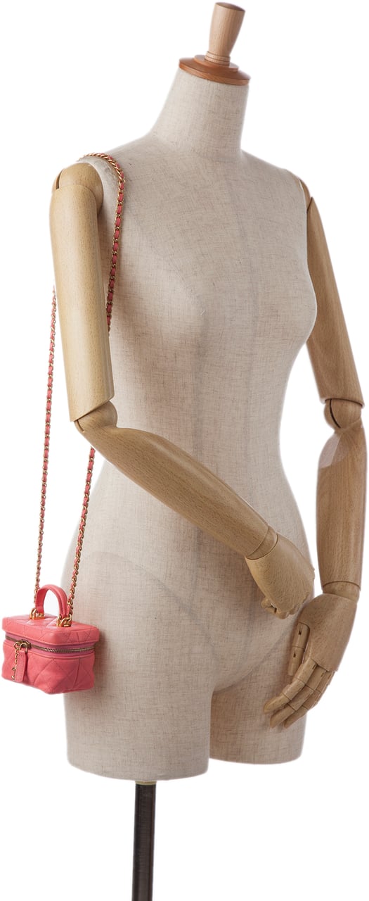 Chanel Micro Caviar Chain Vanity Bag Roze