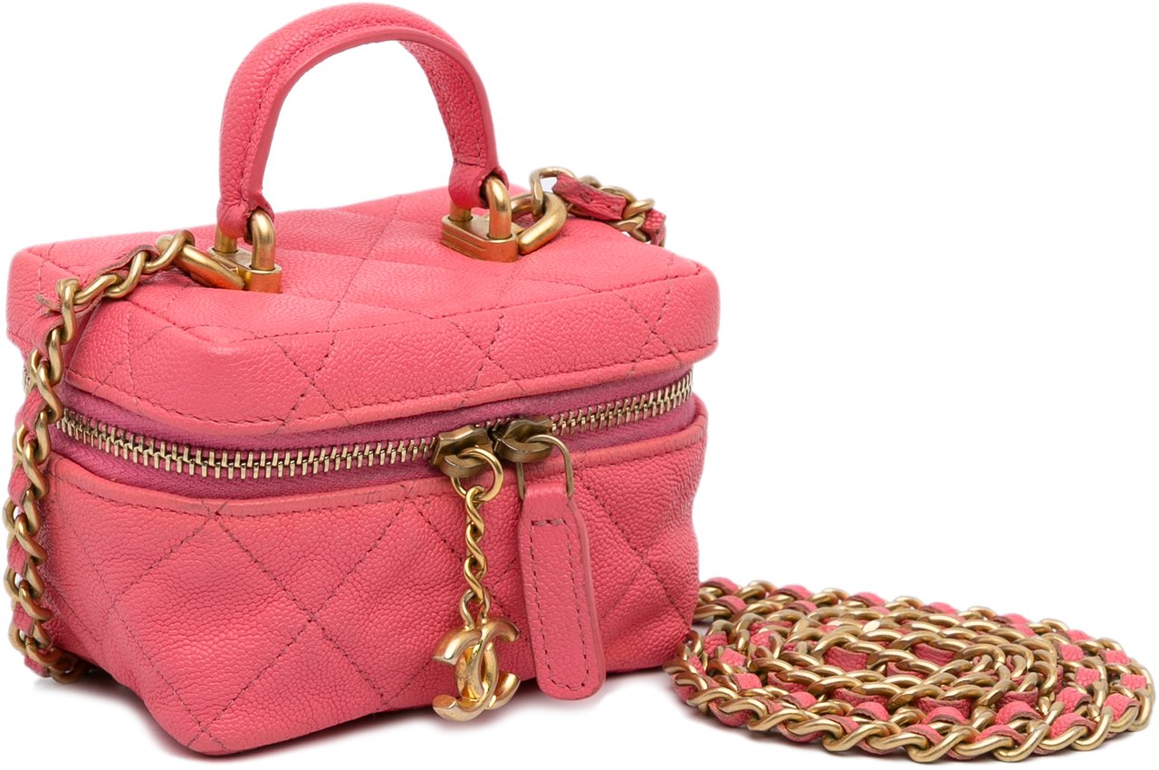 Chanel Micro Caviar Chain Vanity Bag Roze